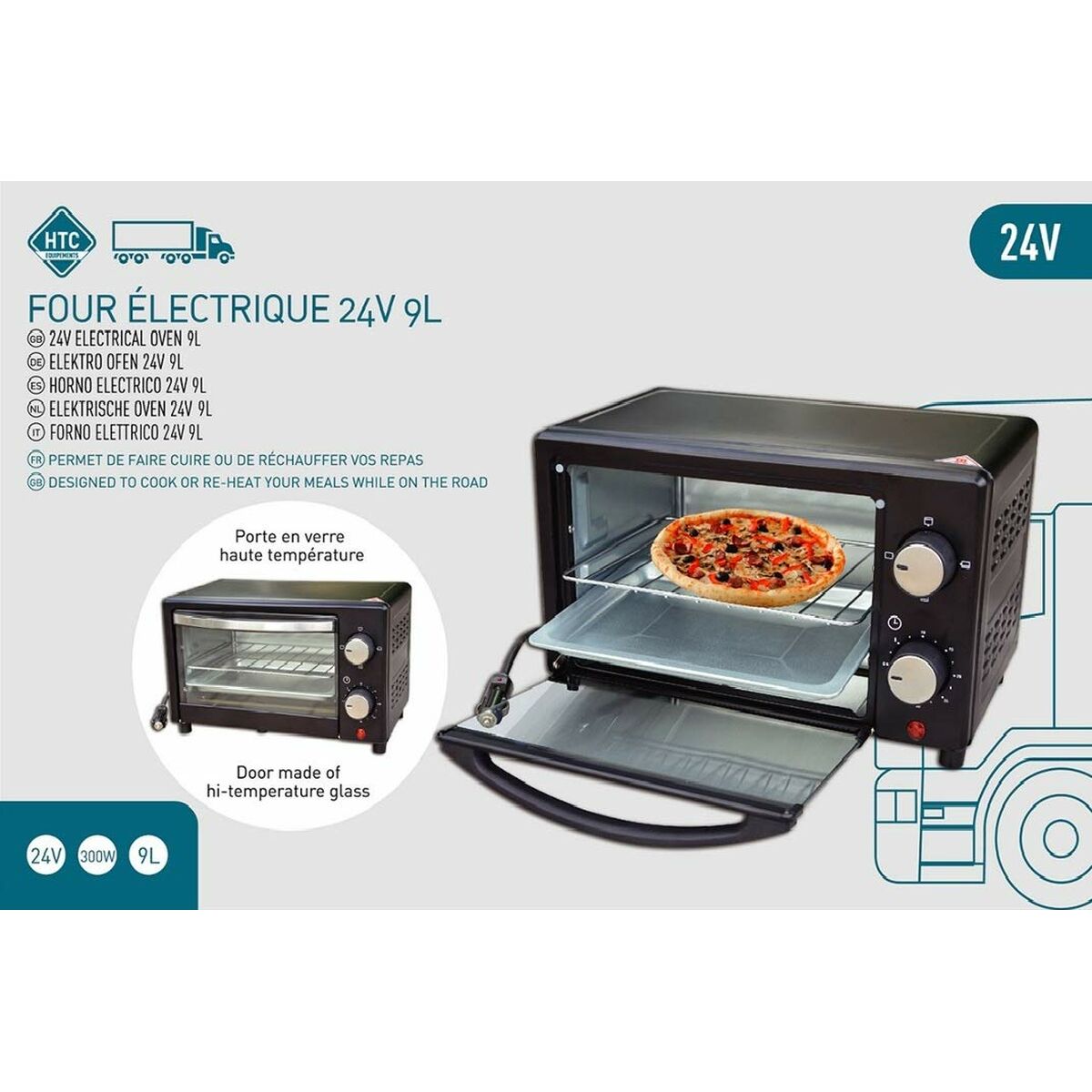 Elekto-Ofen Mini HTC EQUIPEMENT ELECTRIC OVEN 9 L 300 W